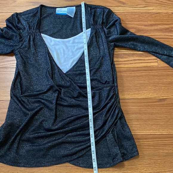 Announcemens maternity women’s black metallic top/blouse Rayon white insert S - Picture 11 of 12